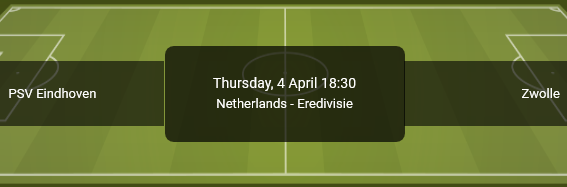 Odds PSV - Zwolle in de Eredivisie bij bookmaker Bet90 online