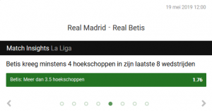 Odds Real Madrid tegen Real Betis in La Liga bij bookmaker Unibet
