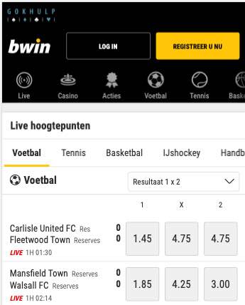 Sport via de Bwin App