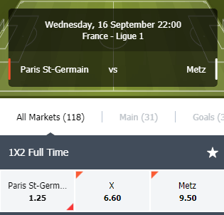Simple Casino odds bij PSG Metz