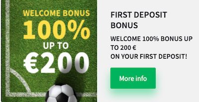 De dozenspins bonus is 100% tot 200 euro