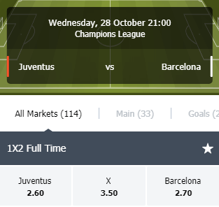 Goede odds bij wedden op Juventus tegen Barcelona