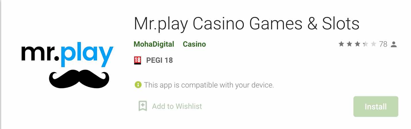 Mrplay app kan je vinden in de google store