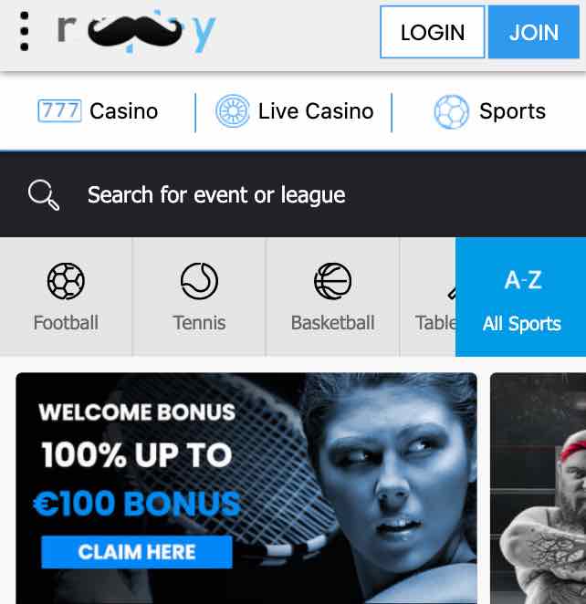 Zo ziet de mobiele mrplay site er uit!