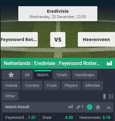  Wint Feyenoord of Heerenveen op woensdag?