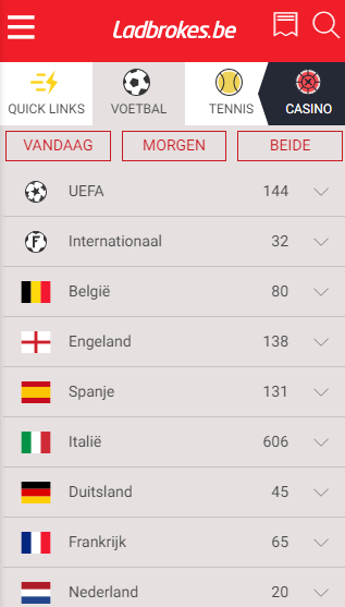 ladbrokes app beginscherm