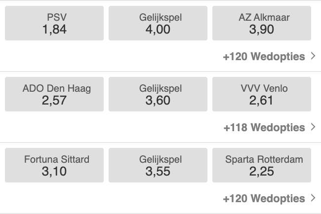 Toto odds voetbal