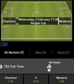  Charleroi tegen Westerlo 02-02-2021 odds