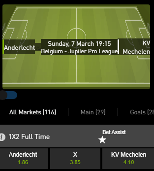  mooie wedden odds bij Anderlecht -KV Mechelen