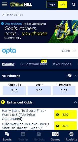 overzicht william hill app