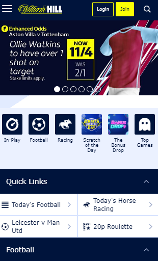 william hill app quick links begin