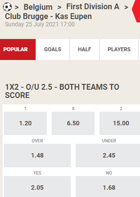 odds club brugge kas eupen