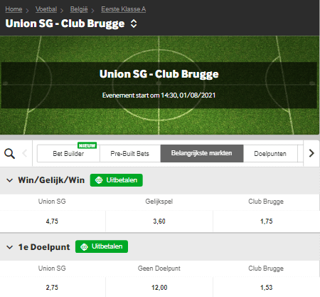Union Saint Gilloise Club Brugge odds1