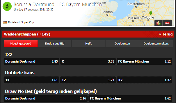 Bayern Munchen favoriet tegen Dortmund bij Bingoal
