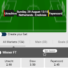 De beste odds bij FC Utrecht - Feyenoord