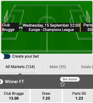 brugge-paris st germain odds
