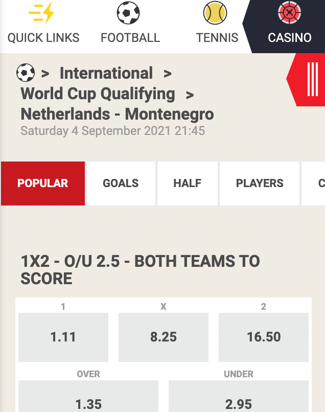 Nederland favoriet voor winst op Montenegro