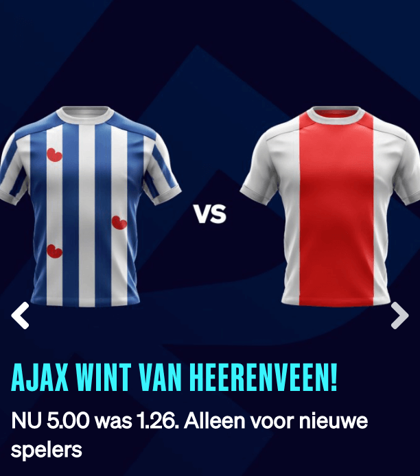 Pak vijf keer je inzet bij wedden op Ajax tegen Heerenveen