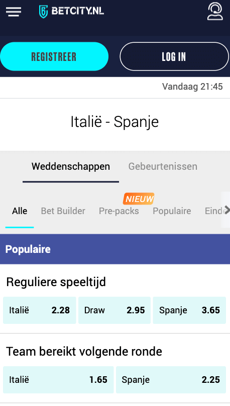 wedden op Italie Spanje met de beste odds 06-10-2021