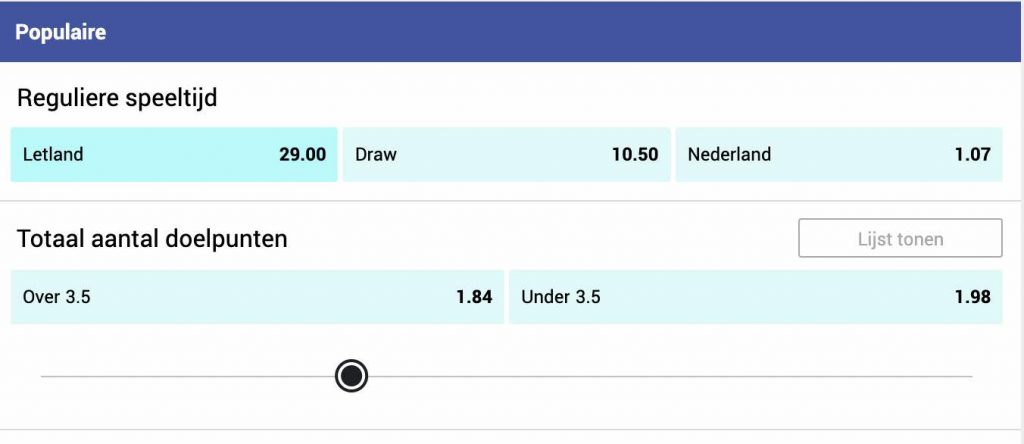 Letland - Nederland odds