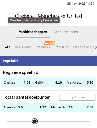 Chelsea favoriet tegen Manchester United op zondag