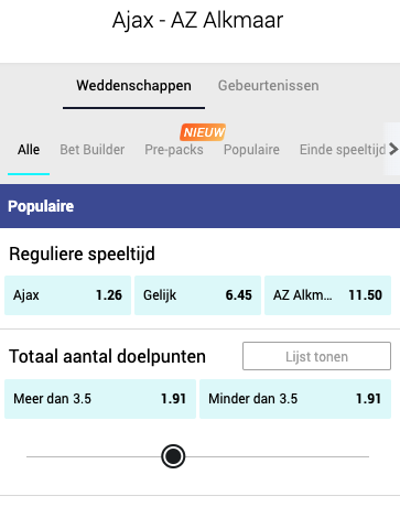 Wedden op Ajax - AZ met de beste odds 12-12-2021