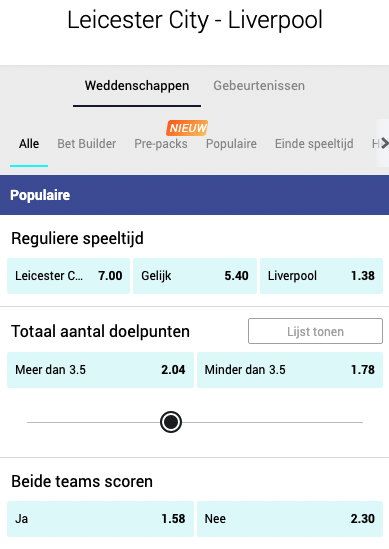 odds leicester liverpool