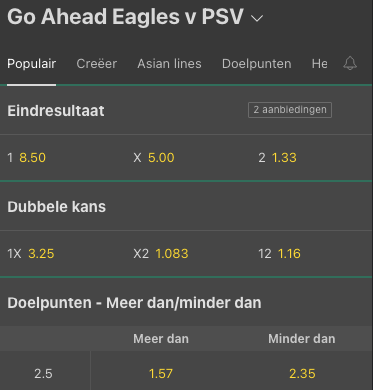 Odds bij Go Ahead - PSV KNVB Beker halve finale