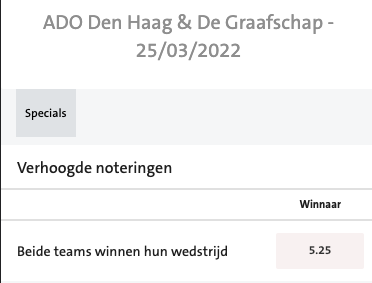 Inzetten op Den Haag De Graafschap Odds