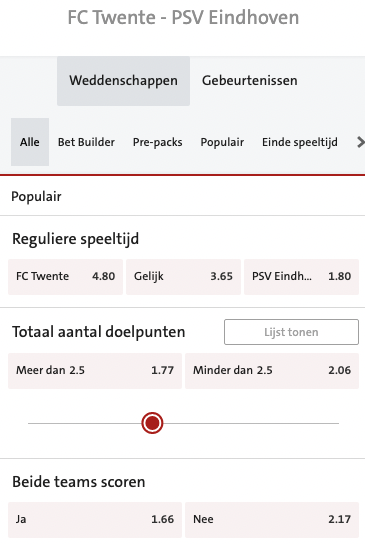 Twente PSV Wedden