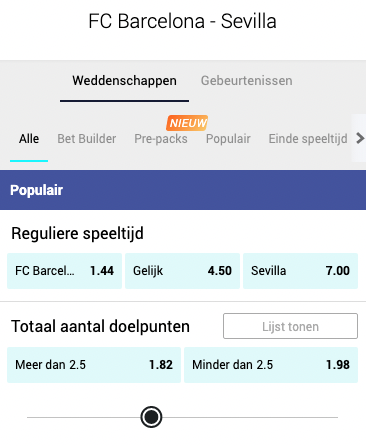 Odds bij Barcelona - Sevilla 03-04-2022