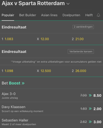 quoteringen ajax sparta wedden