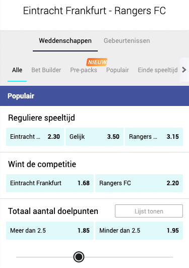 Betcity odds bij de Europa League finale: Eintracht Frankfurt favoriet