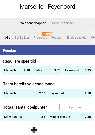 Feyenoord de underdog tegen Marseille op donderdag in de Conference League