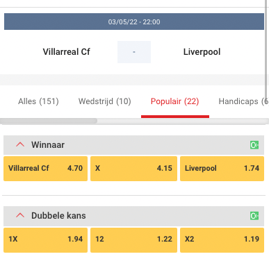 Liverpool favoriet bij Circus tegen Villarreal 03-05-2022
