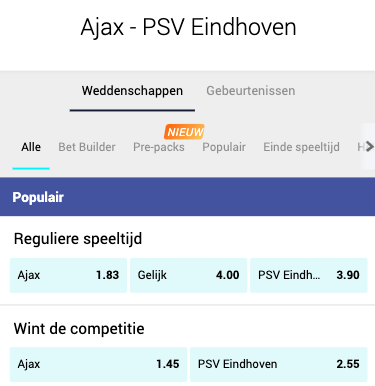 Ajax favoriet tegen PSV in de Johan Cruijff Schaal 2022.