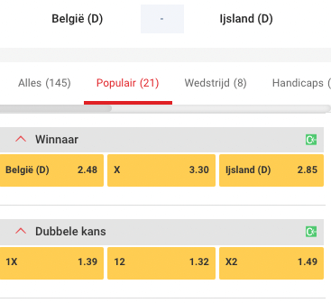 Odds Belgie - Ijsland EK Damesvoetbal