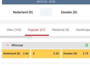 Nederland favoriet tegen Zweden op het EK (v)