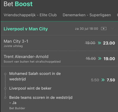 Bet365 Betboost bij Liverpool - Manchester City Community Shield 2022