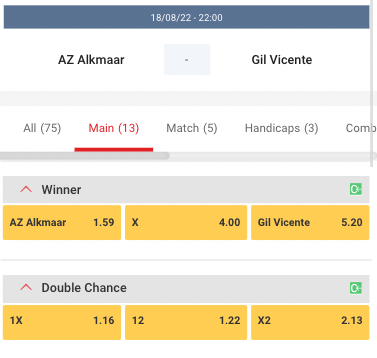 AZ favoriet tegen Gil Vicente in eigen huis