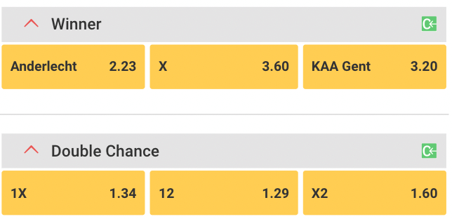 Quoteringen Anderlecht - KAA Gent