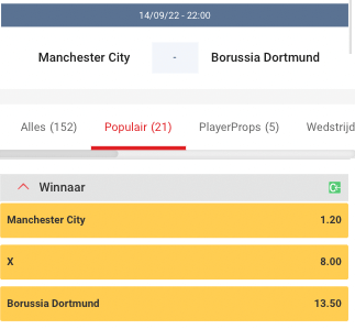 Manchester City - Borussia Dortmund odds Champions League 13-04-09-2022