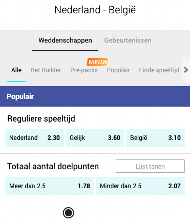 Nederland - België odds Nations League 25-09-2022