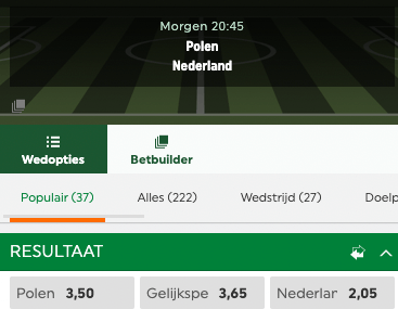 Polen - Nederland Odds 22-09-2022 Nations League A groep D.