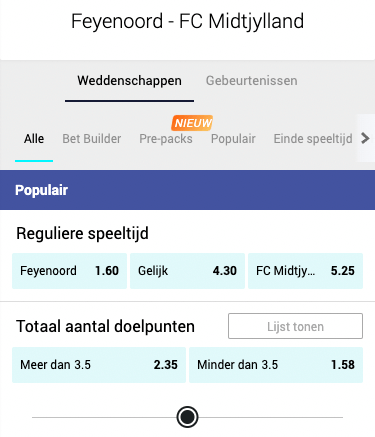 Feyenoord favoriet tegen Midtjylland in de Europa League