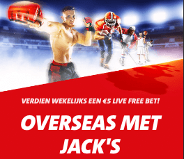 5 euro live free bet met Jack's Casino Overseas