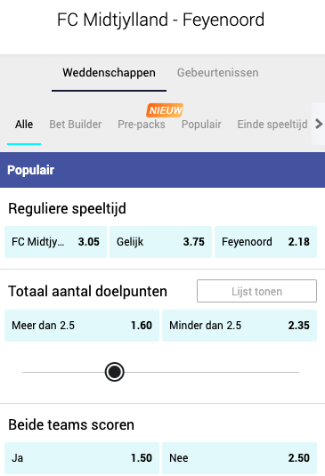 Midtjylland - Feyenoord odds 06-10-2022