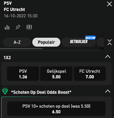 PSV thuis favoriet tegen FC Utrecht bij livescorebet