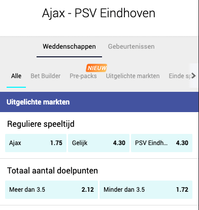 Ajax PSV odds Eredivisie 06-11-2022