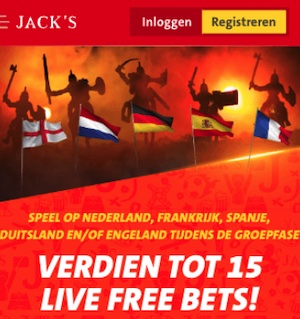 15 free bets WK 2022 - Jacks Casino
